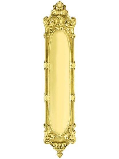 Marseilles Pattern Push Plate In Polished Brass Finish.